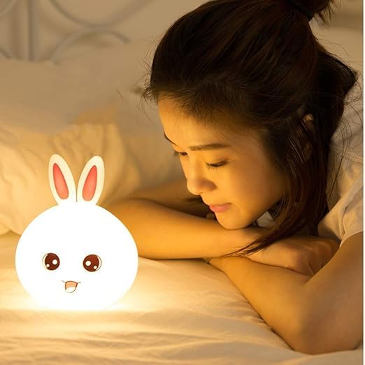 Rabbit Night Lamp with USB Rechargeable Touch Control - White