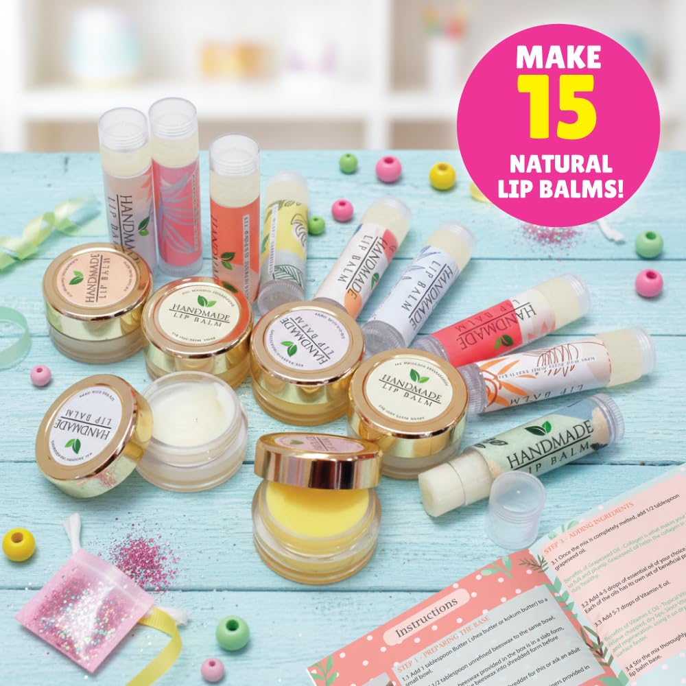 DIY Lip Balm Making Kit - Make 15 Lip Balms with Shea & Kukum Butter