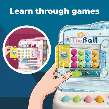 Rolling Ball Early Learning Educational Toy  12 Puzzle Cards Balls For Counting Maths Color Identify - Multicolor