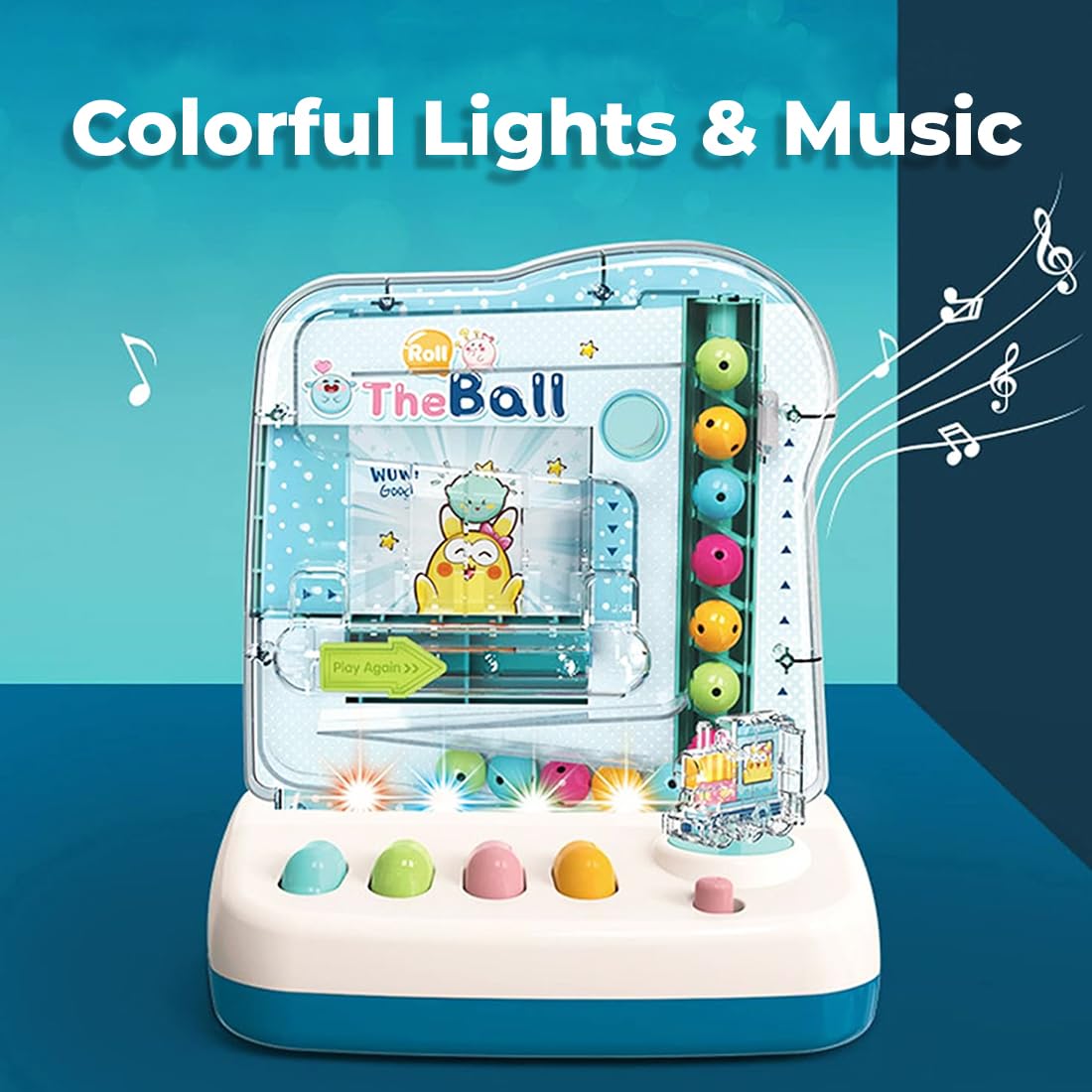 Rolling Ball Early Learning Educational Toy  12 Puzzle Cards Balls For Counting Maths Color Identify - Multicolor