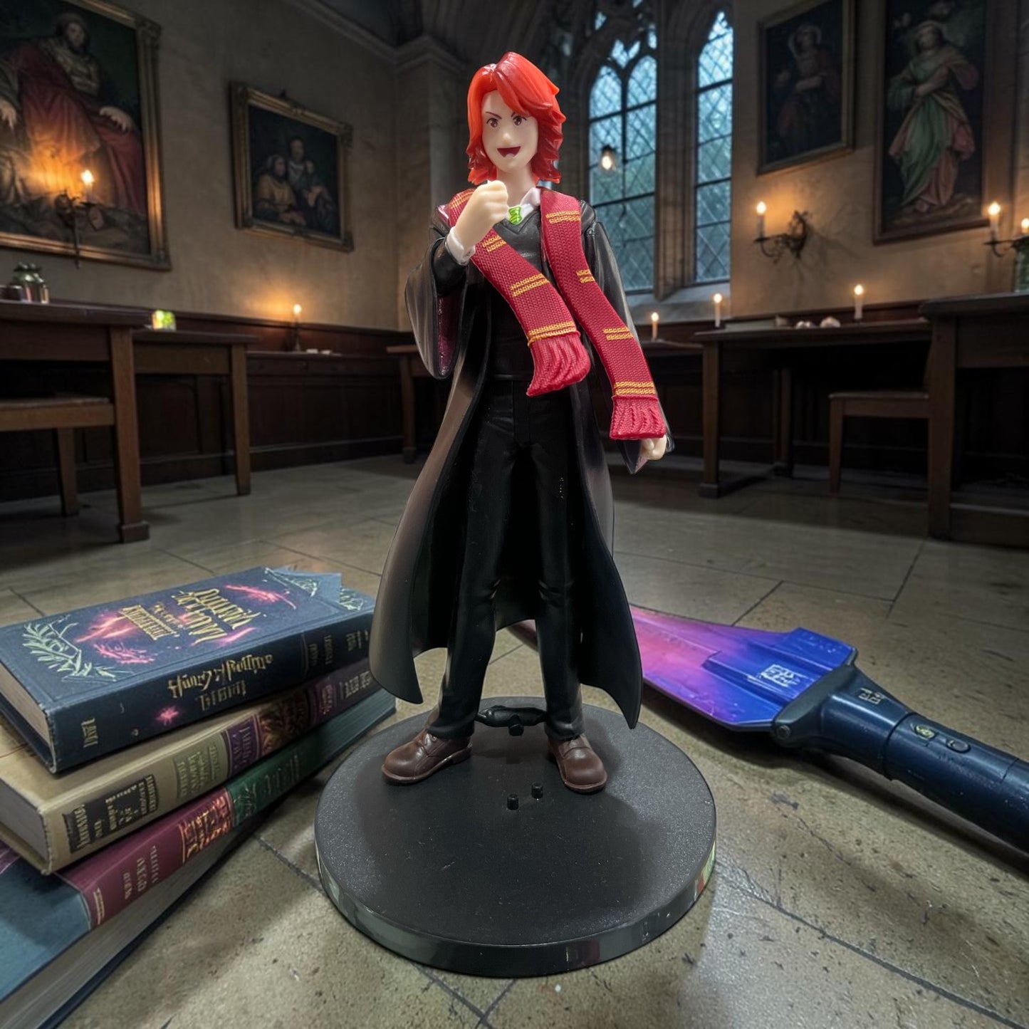 Ron Weasley Wizard Figure – Harry Potter Inspired PVC Collectible Statue with Gryffindor Scarf