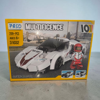 Multificence Speed Vehicle Building Blocks Set, White Racing Car, 209+ Pieces