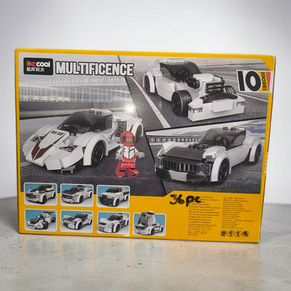 Multificence Speed Vehicle Building Blocks Set, White Racing Car, 209+ Pieces