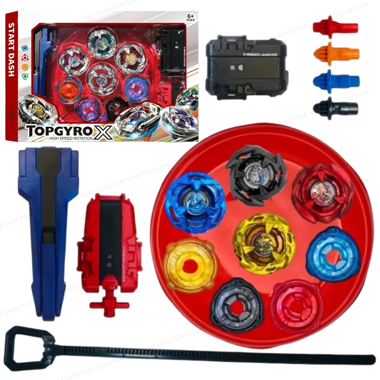 Battling Top Burst Gyro Toy Blade Battle Set with 4 Spinning Tops, 2 Launchers 1 Rapicords