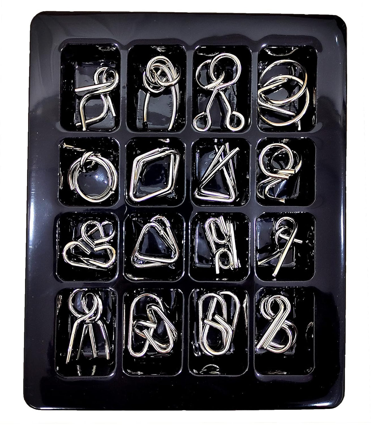 16 in 1 Metal Puzzles Brain Teaser Challenge Set - Silver
