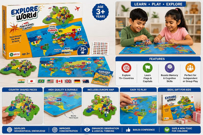 Explore World – World Map Puzzle with Flags & Capitals