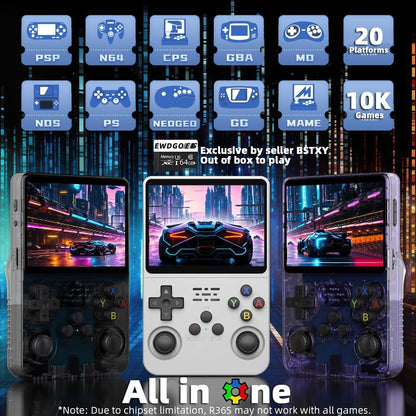 Game Console R36S, 3.5-Inch HD IPS Screen 3200mAh Battery, 128G Built-in 20000+ Games 20+ Emulators, HDMI TV Output for Classic Game Play