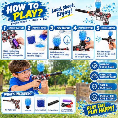 Automatic Gel Blaster Gun with Rechargeable Battery