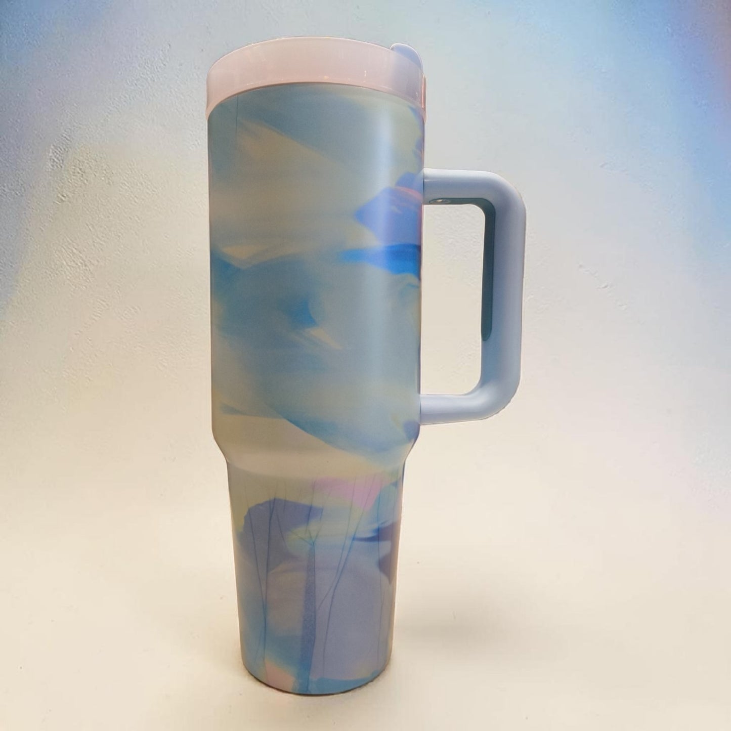 Elegant Marble Swirl Stainless Steel Tumbler with Handle & Lid – Insulated Travel Mug- 1200 ML
