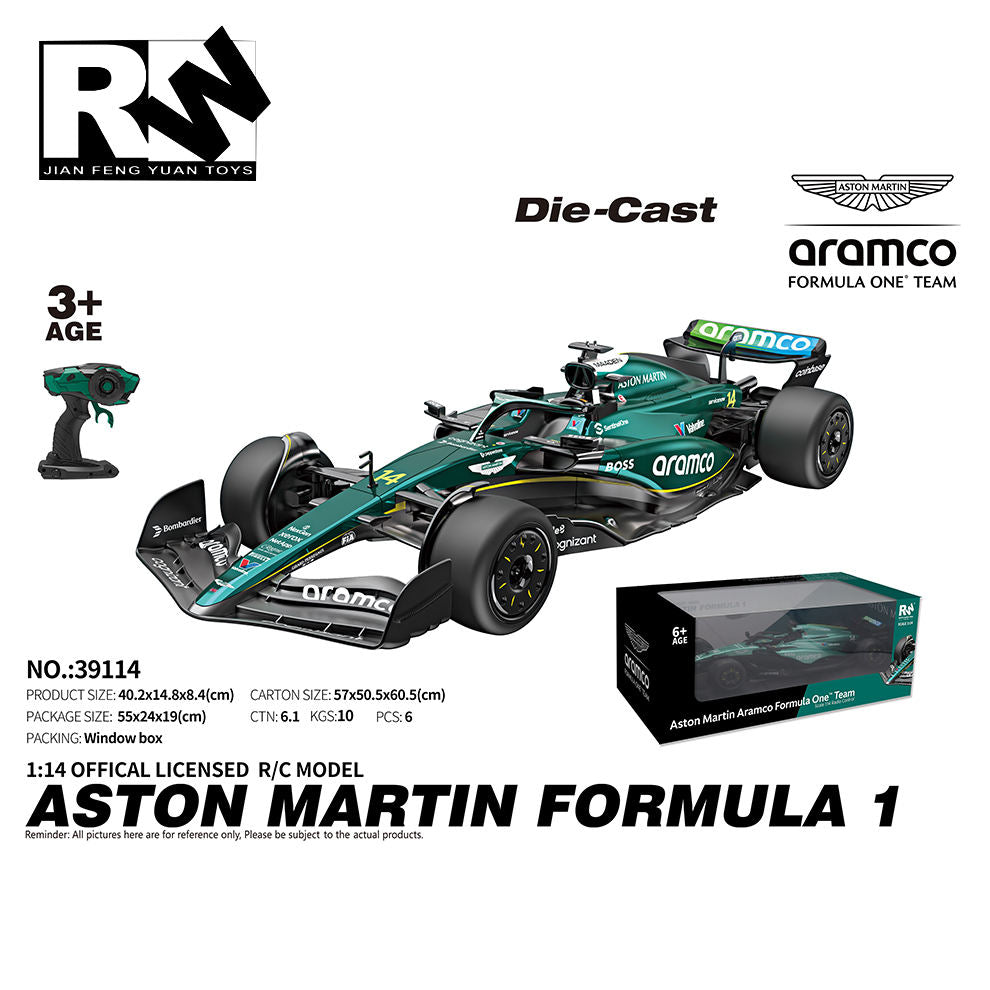 1:14 Scale Aston Martin Aramco Formula One Team RC Racing Car with Remote Control,