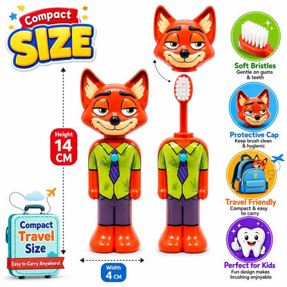 Cartoon Character Toothbrush with Soft Bristles & Protective Cap- Assorted
