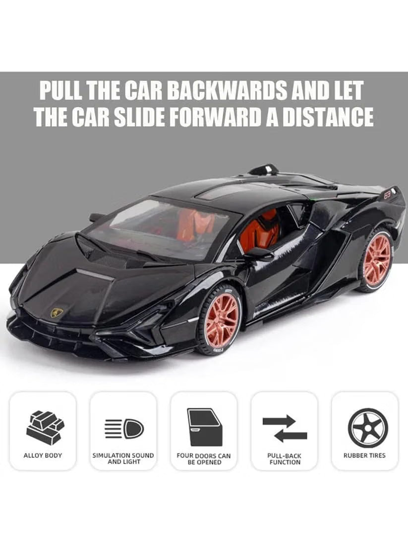 1:24 scale Lamborghini-Inspired Die-Cast Supercar Model – Black Edition