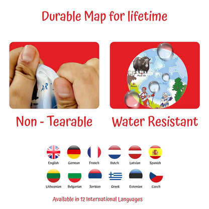 Geografika Illustrated Explored the World Map Game & 48 Cards and 1 Dice