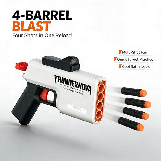 4-Barrel Foam Dart Blaster Gun for Kids | Multi-Shot Toy Gun