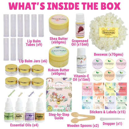 DIY Lip Balm Making Kit - Make 15 Lip Balms with Shea & Kukum Butter