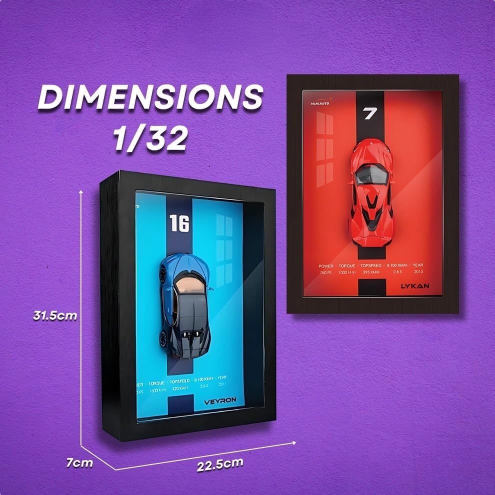 3D Supercar Wooden Frame – Luxury Car Wall Decor/ Collectibles