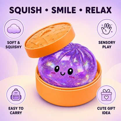 Glitter Dumpling Stress Relief Squishy Sensory Fidget Toy with Case