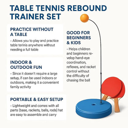 Table Tennis Rebound Trainer Set For Kids