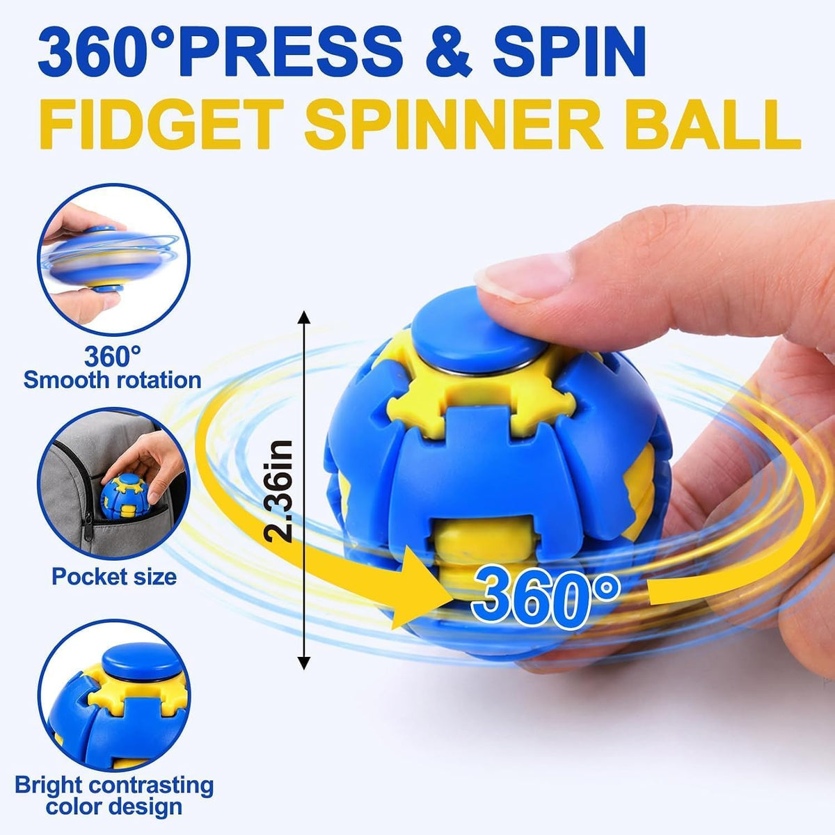 360° Rotating Fidget Ball – Multicolor Sensory Toy