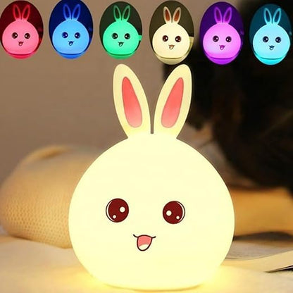 Rabbit Night Lamp with USB Rechargeable Touch Control - White