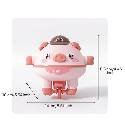 Electric Self-Balancing Pig Toy Cartoon Pig Toy with Support Frame for Children