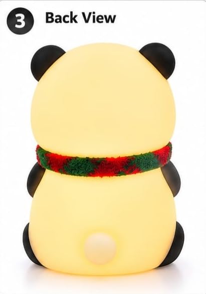 Panda Night Lamp with USB Rechargeable Touch Control - White and Black