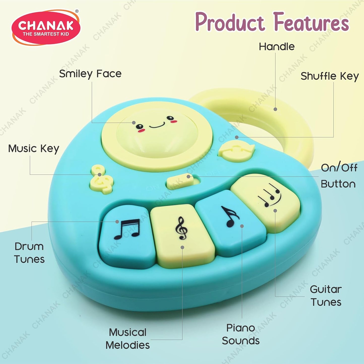 Baby Piano Musical Infant Toy 4 Key Nodes with 31 Music melodies Includes Learning Numbers & Shapes