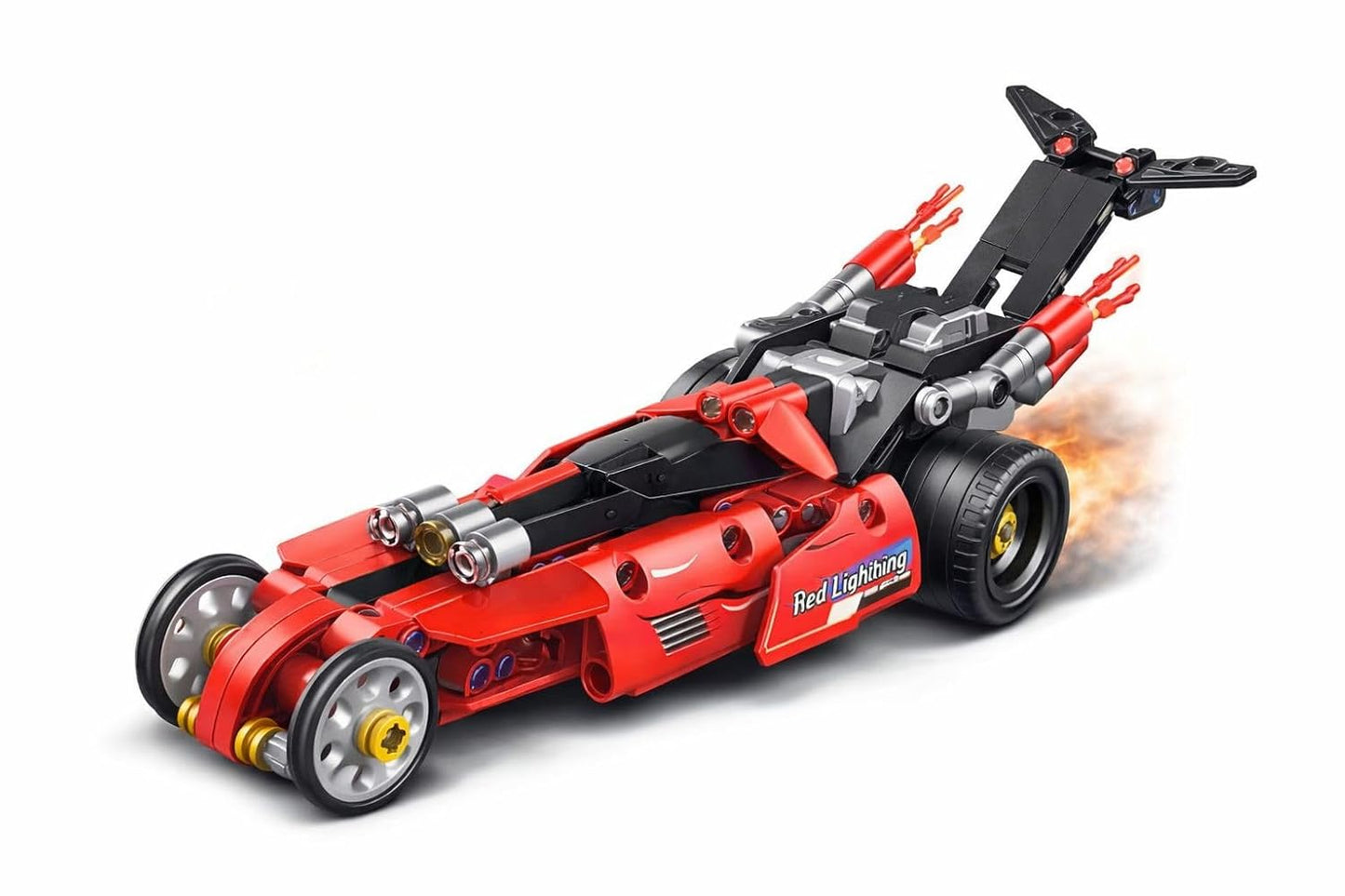 MecFactor Pull Back Racing Car Building Blocks Set for Kids, 204 Pieces, Construction Toy Vehicle