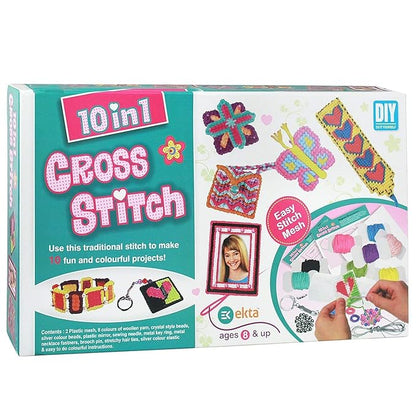 Plastic and Wool Cross Stitch Craft Kit Game (Multicolour)