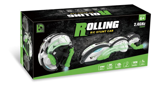 Rolling RC Stunt Car – 2.4GHz Remote Control 360° Rotating Stunt Racing Car with Lights, 6-Channel Control & Rolling Action