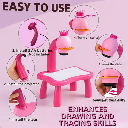 Educational Drawing Projection Table Toy Set for Kids - Creative Tracing Learning Projector Desk