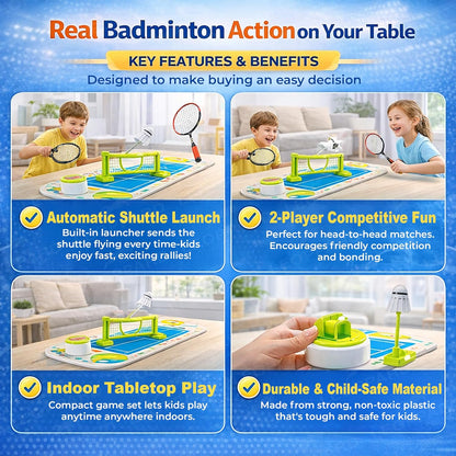 Tabletop Badminton Battle Game for kids – Interactive Indoor Sports Set
