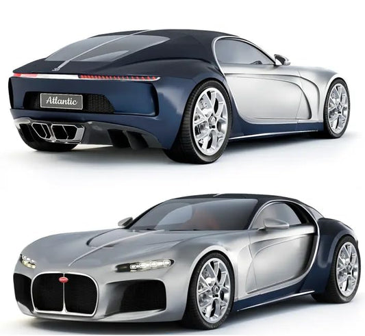 Bugatti Atlantic 1:24 Diecast Scale Model - Silver & Blue Edition