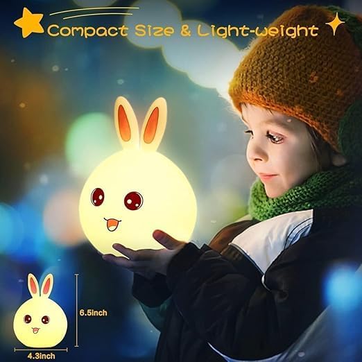 Rabbit Night Lamp with USB Rechargeable Touch Control - White