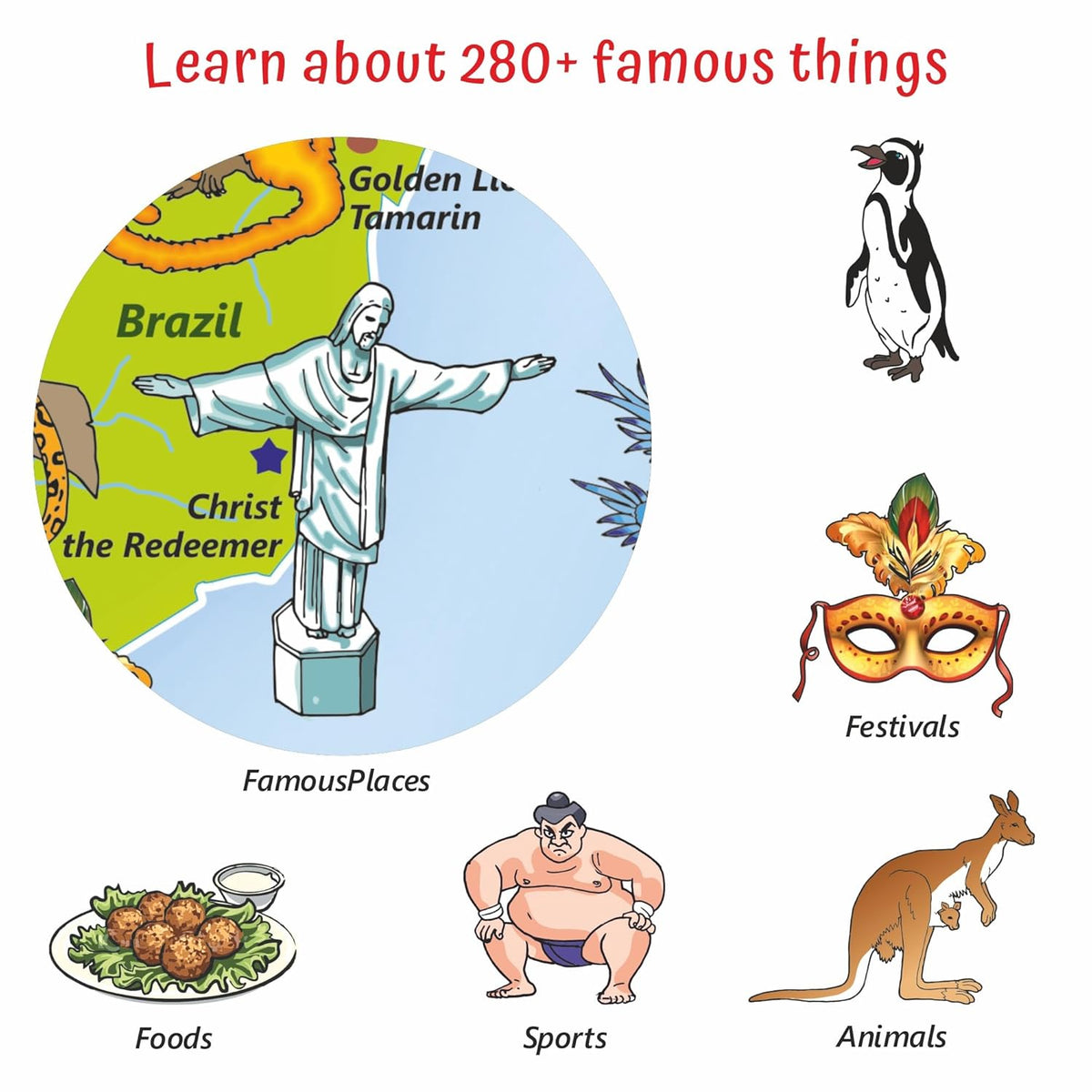 Geografika Illustrated Explored the World Map Game & 48 Cards and 1 Dice
