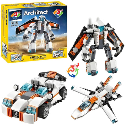 3 in 1 Architect Brick Toys 237+ Pieces Building Block - Space Astronaut Theme Blocks and Bricks