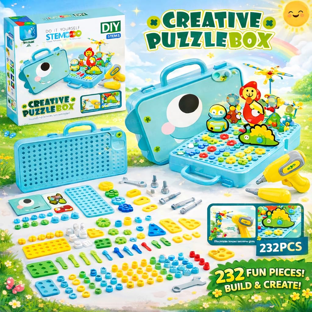 DIY Creative Puzzle Box STEM Construction Kit – 232 Pieces Educational Building Set
