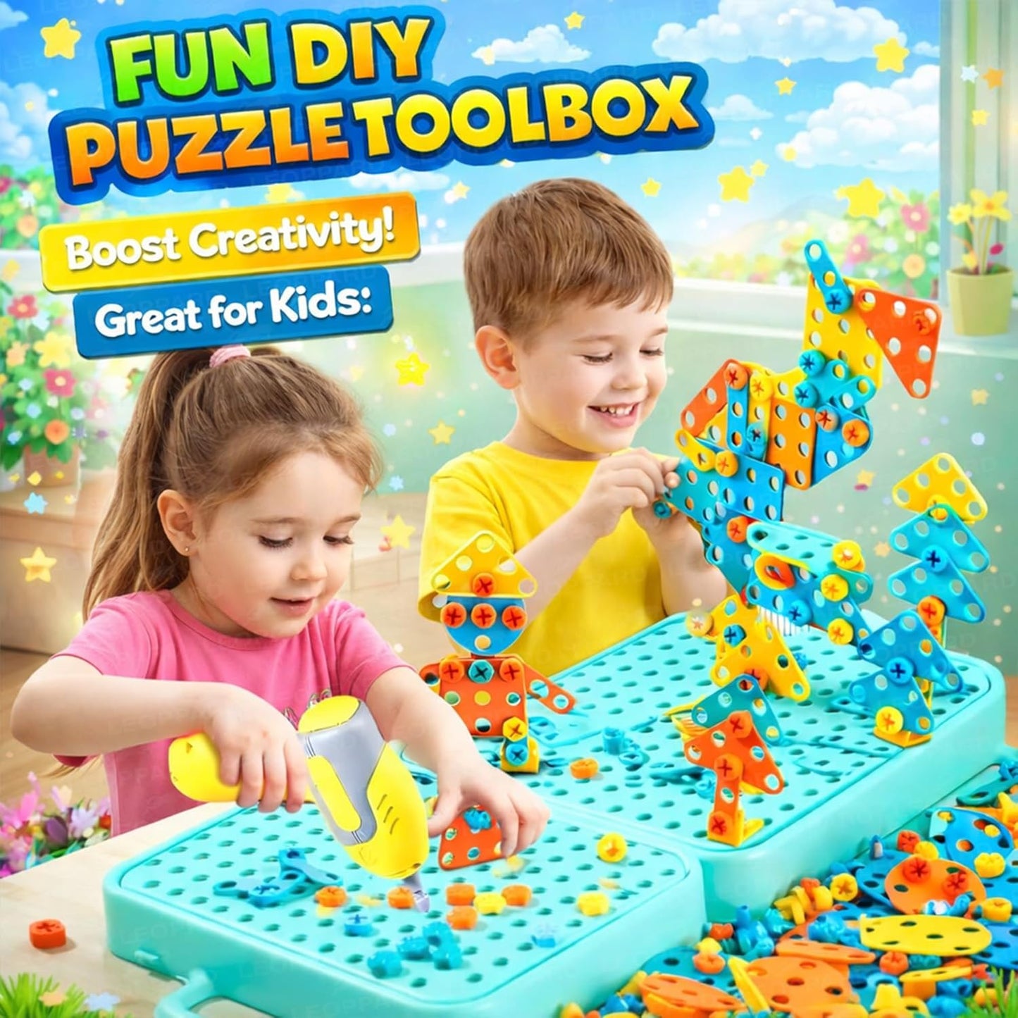 DIY Creative Puzzle Box STEM Construction Kit – 232 Pieces Educational Building Set