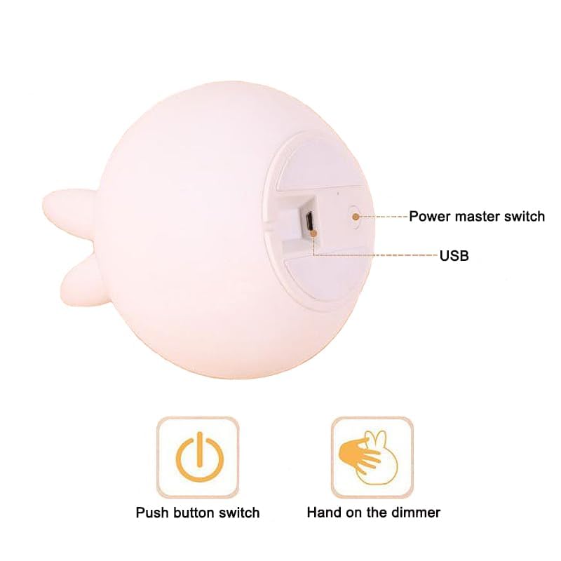 Rabbit Night Lamp with USB Rechargeable Touch Control - White