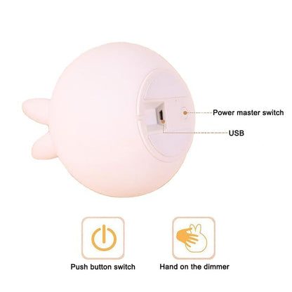 Rabbit Night Lamp with USB Rechargeable Touch Control - White