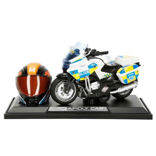 Police Bike with Helmet (Acrylic Box) - White