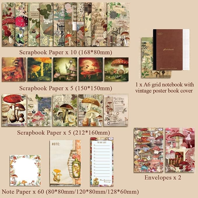 Mushroom Chronology Vintage Journal Kit For Girls.