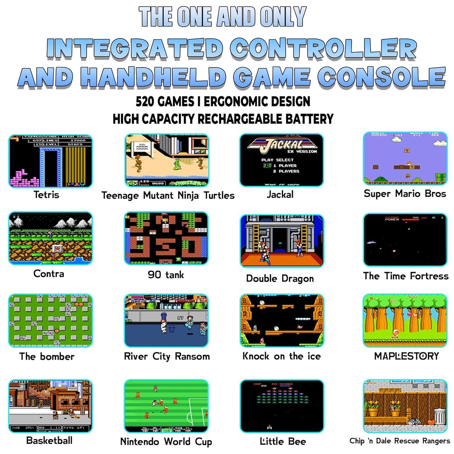 500-in-1 Retro Handheld Video Game Console with Controller – Kids’ Pocket Gamer (Mario & More)