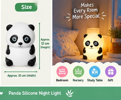 Panda Night Lamp with USB Rechargeable Touch Control - White and Black