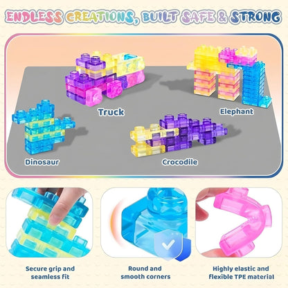 Sensory Soft Magic Gummy Building Blocks Squishy Stacking Toy Set 20 PCS