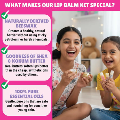 DIY Lip Balm Making Kit - Make 15 Lip Balms with Shea & Kukum Butter