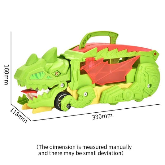 Dinosaur Car Carrier Truck Toy, Transforming T-Rex Vehicle with 6 Mini Cars