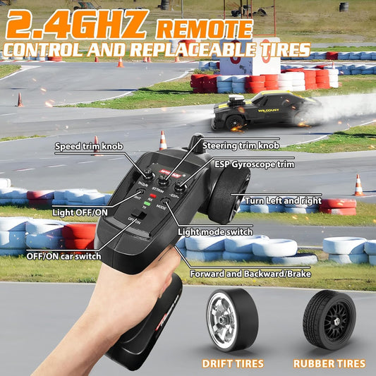 1:16 RC Drift Car with Gyro Full Proportional 4WD 50KM/h High Speed Cars