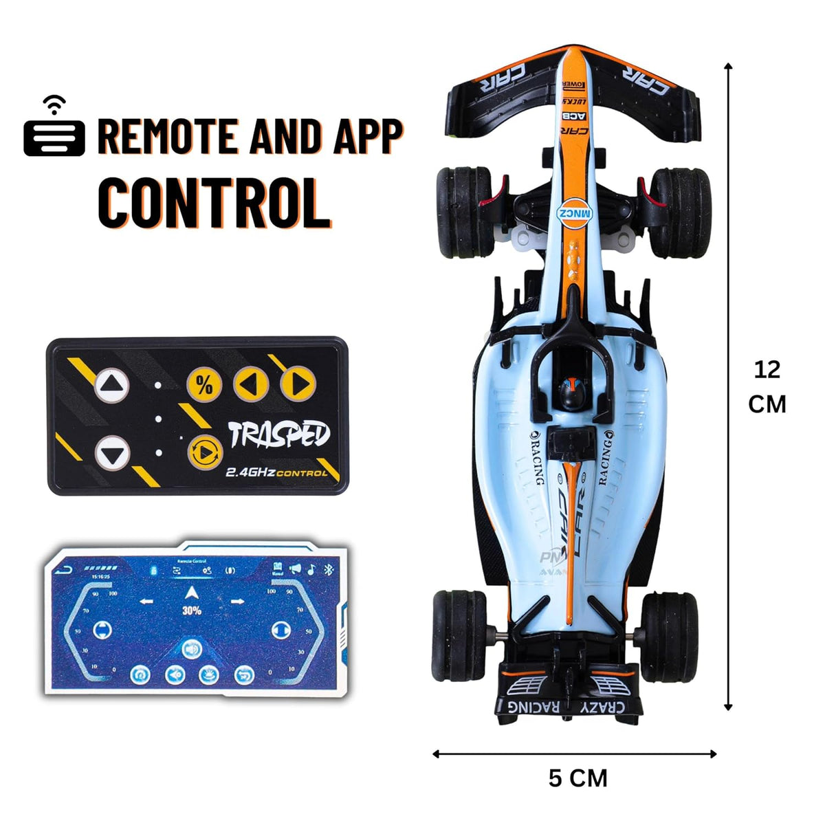 1:64 Scale Formula-Style Mini RC Racing Car - Blue