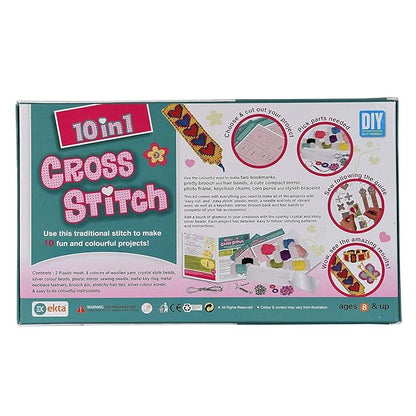 Plastic and Wool Cross Stitch Craft Kit Game (Multicolour)